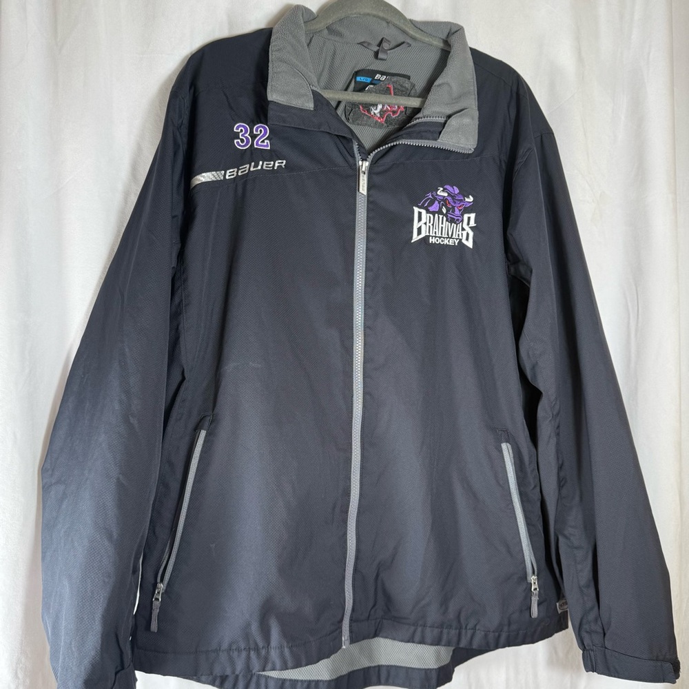 Bauer Charcoal and Light Gray Brahmas Hockey Jacket Size Large